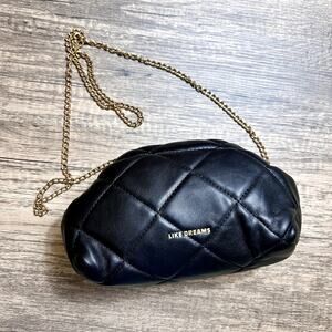 Like Dreams Black Minimalist Streetwear Mini Quilted Clutch Crossbody Bag